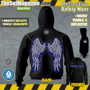 Reflective Black Hoodie - Bruno Judo "Angel Wings" Hi vis Safety Hooded sweatshirt