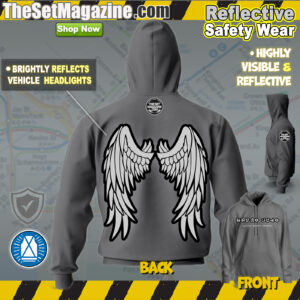 Reflective Grey Hoodie - Bruno Judo "Angel Wings" Hi vis Safety Hooded sweatshirt