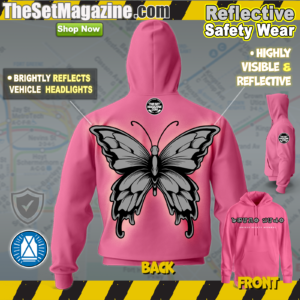 Ladies "Pink" Reflective Hoodie   -  Bruno Judo "Butterfly" Edition - hi vis reflective hooded safety sweatshirt